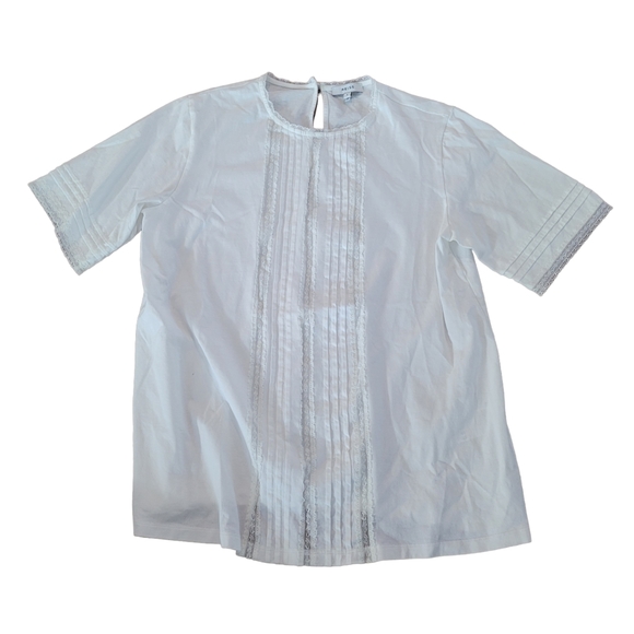Reiss Tops - Reiss White Pleated Lace Top